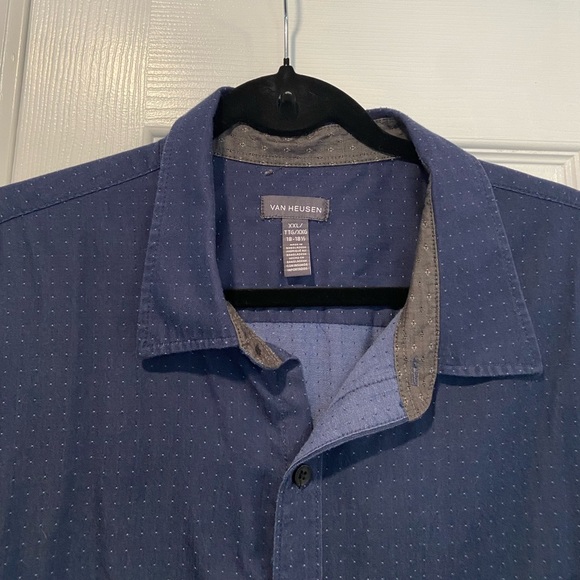 Van Heusen Mens Size XXL Blue Polka Dot Long Sleeve Button Down Shirt - Picture 2 of 11